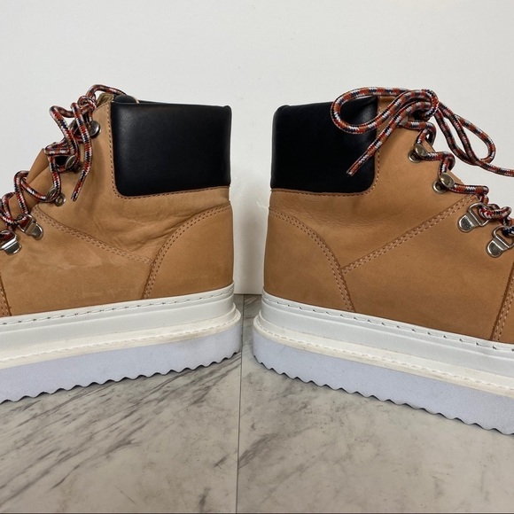 New! Schutz Marlua Platform Lace Up Tan White Boot 8B - Picture 8 of 15